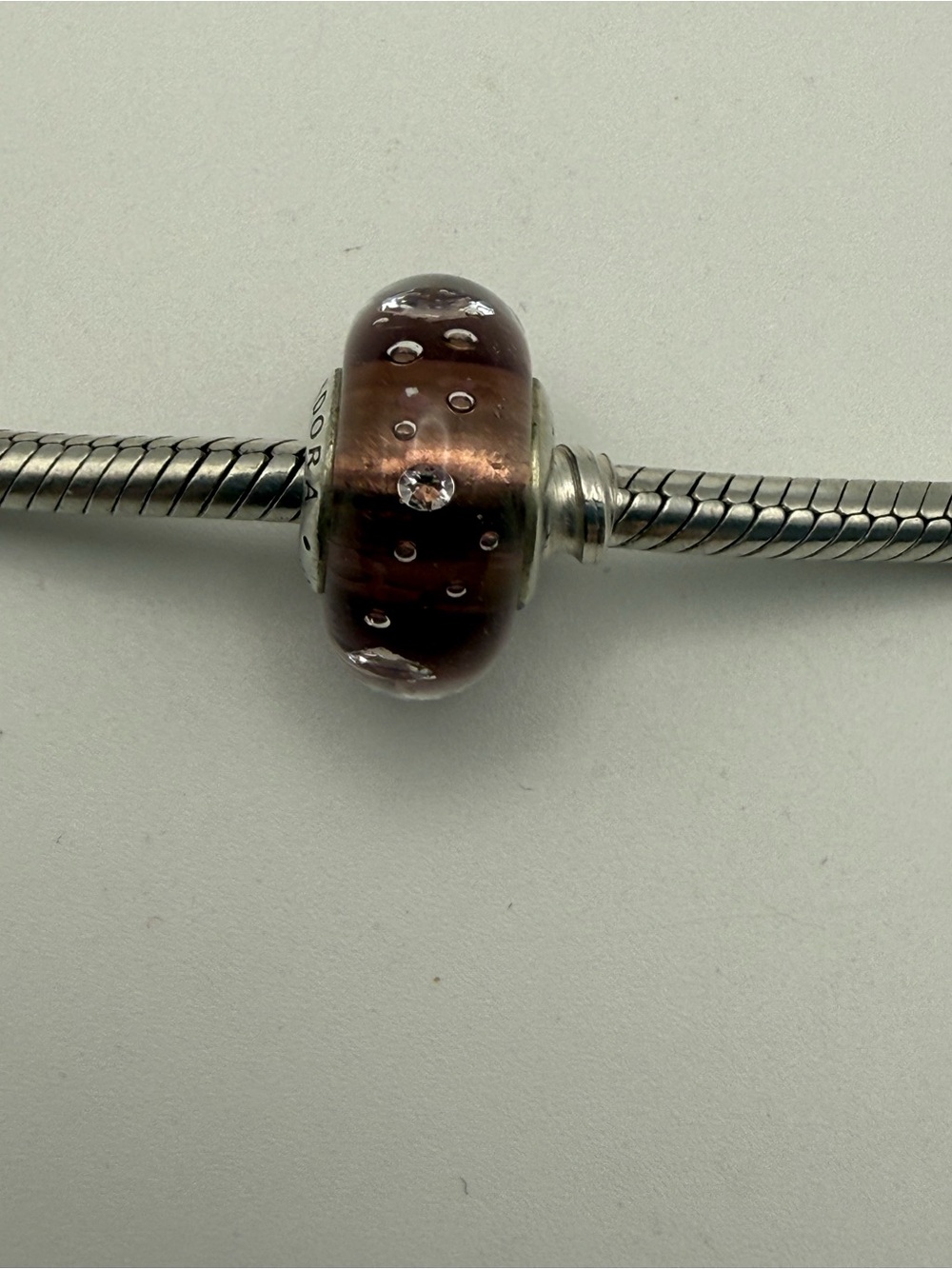 Pandora 791616CZ Purple Effervescence Murano Glass CZ Charm Sterling Retired